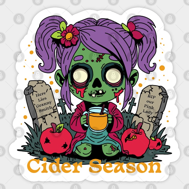 Apple Cider Season Zombie Sticker by H. R. Sinclair